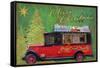 Red Antique Christmas Car-Cora Niele-Framed Stretched Canvas