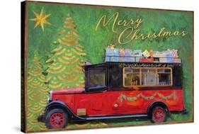 Red Antique Christmas Car-Cora Niele-Stretched Canvas