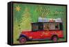 Red Antique Christmas Car-Cora Niele-Framed Stretched Canvas