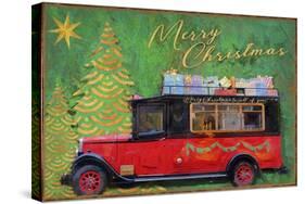 Red Antique Christmas Car-Cora Niele-Stretched Canvas