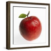 Red Apple (Jonagold) with Leaf and Drops of Water-Kai Schwabe-Framed Photographic Print