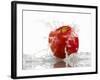 Red Apple with Splashing Water-Michael Löffler-Framed Premium Photographic Print