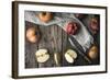 Red Apples and Apple Halves on a Wooden Table Horizontal-Denis Karpenkov-Framed Photographic Print