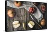 Red Apples and Apple Halves on a Wooden Table Horizontal-Denis Karpenkov-Framed Stretched Canvas