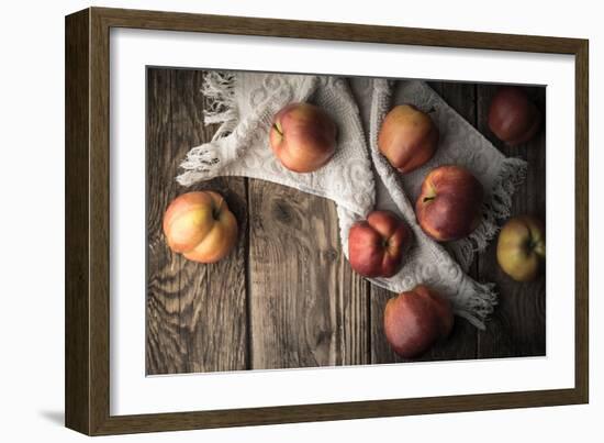 Red Apples and Towel on the Old Boards Horizontal-Denis Karpenkov-Framed Photographic Print