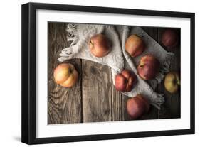 Red Apples and Towel on the Old Boards Horizontal-Denis Karpenkov-Framed Photographic Print