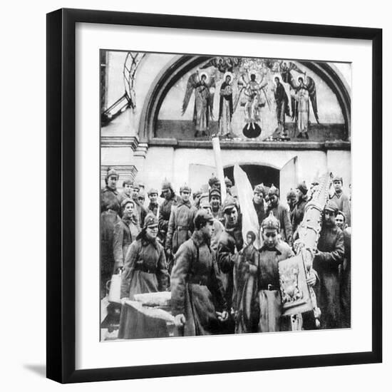 Red Army Men Confiscating Church Treasures of the Simonov Monastery, Moscow, USSR, 1925-null-Framed Giclee Print