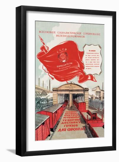 Red Banner Railyard-null-Framed Art Print