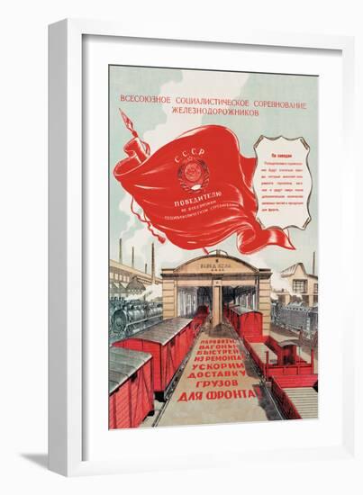 Red Banner Railyard-null-Framed Art Print