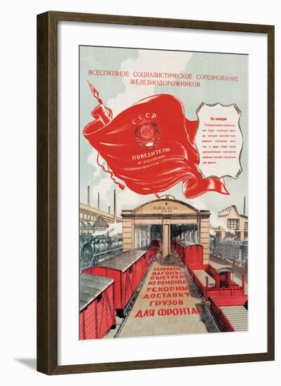 Red Banner Railyard-null-Framed Art Print