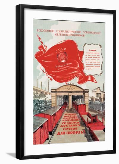 Red Banner Railyard-null-Framed Art Print