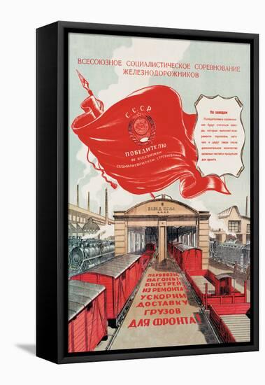Red Banner Railyard-null-Framed Stretched Canvas