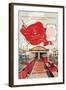 Red Banner Railyard-null-Framed Art Print