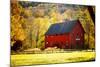 Red Barn and Autumn Foliage, Kent, Connecticut.-Sabine Jacobs-Mounted Photographic Print