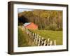 Red Barn and Fence along the Blue Ridge Parkway, Blowing Rock, North Carolina, USA-Chuck Haney-Framed Photographic Print