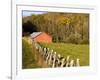 Red Barn and Fence along the Blue Ridge Parkway, Blowing Rock, North Carolina, USA-Chuck Haney-Framed Photographic Print