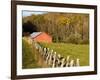 Red Barn and Fence along the Blue Ridge Parkway, Blowing Rock, North Carolina, USA-Chuck Haney-Framed Photographic Print