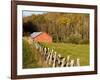 Red Barn and Fence along the Blue Ridge Parkway, Blowing Rock, North Carolina, USA-Chuck Haney-Framed Photographic Print