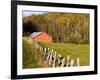 Red Barn and Fence along the Blue Ridge Parkway, Blowing Rock, North Carolina, USA-Chuck Haney-Framed Photographic Print