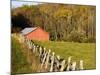 Red Barn and Fence along the Blue Ridge Parkway, Blowing Rock, North Carolina, USA-Chuck Haney-Mounted Photographic Print