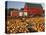 Red Barn and Pumpkin Display in Willamette Valley, Oregon, USA-Jaynes Gallery-Stretched Canvas