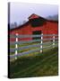 Red Barn and White Fence on Farm, Scott County, Virginia, USA-Jaynes Gallery-Stretched Canvas