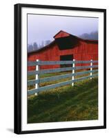 Red Barn and White Fence on Farm, Scott County, Virginia, USA-Jaynes Gallery-Framed Premium Photographic Print