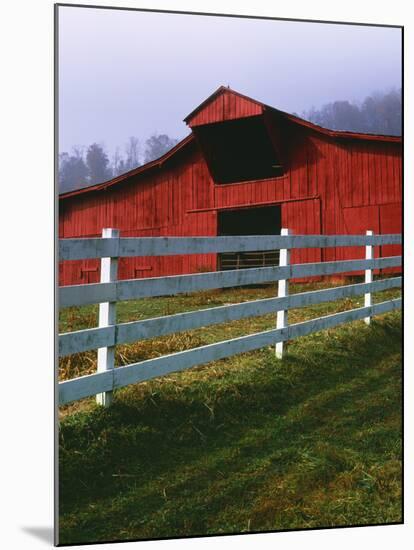 Red Barn and White Fence on Farm, Scott County, Virginia, USA-Jaynes Gallery-Mounted Premium Photographic Print