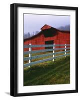 Red Barn and White Fence on Farm, Scott County, Virginia, USA-Jaynes Gallery-Framed Photographic Print