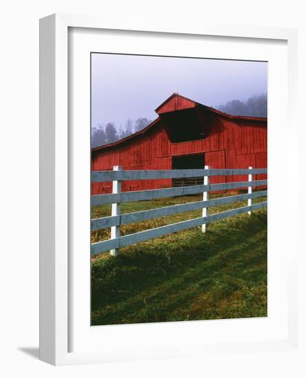 Red Barn and White Fence on Farm, Scott County, Virginia, USA-Jaynes Gallery-Framed Photographic Print