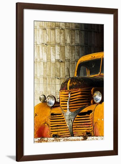 Red barn and yellow abandoned truck, Palouse farming region of Eastern Washington State-Adam Jones-Framed Photographic Print