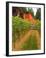 Red Barn at a Winery and Vineyard on Whidbey Island, Washington, USA-Richard Duval-Framed Photographic Print