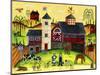 Red Barn Farmyard Folk Art-Cheryl Bartley-Mounted Premium Giclee Print