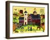 Red Barn Farmyard Folk Art-Cheryl Bartley-Framed Giclee Print