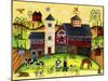 Red Barn Farmyard Folk Art-Cheryl Bartley-Mounted Giclee Print