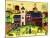 Red Barn Farmyard Folk Art-Cheryl Bartley-Mounted Giclee Print