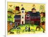 Red Barn Farmyard Folk Art-Cheryl Bartley-Framed Giclee Print