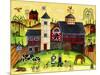 Red Barn Farmyard Folk Art-Cheryl Bartley-Mounted Giclee Print