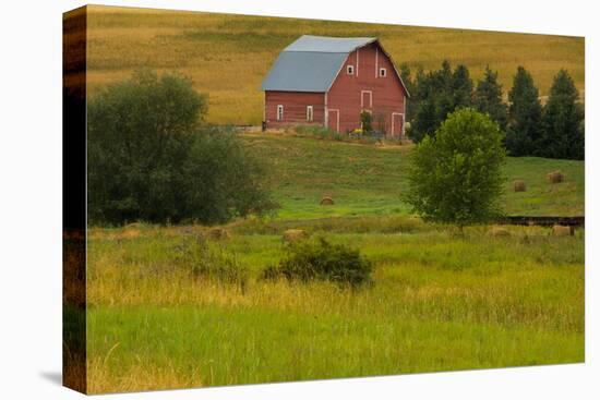 Red Barn, Hay Bales, Albion, Palouse Area, Washington, USA-Michel Hersen-Stretched Canvas