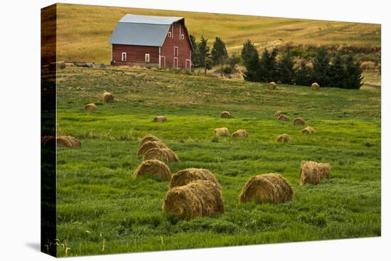 Red Barn, Hay Bales, Albion, Palouse Area, Washington, USA-Michel Hersen-Stretched Canvas