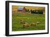 Red Barn, Hay Bales, Albion, Palouse Area, Washington, USA-Michel Hersen-Framed Photographic Print