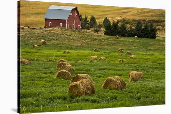 Red Barn, Hay Bales, Albion, Palouse Area, Washington, USA-Michel Hersen-Stretched Canvas