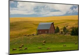 Red Barn, Hay Bales, Albion, Palouse Area, Washington, USA-Michel Hersen-Mounted Photographic Print