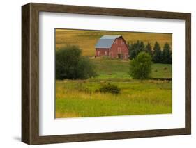 Red Barn, Hay Bales, Albion, Palouse Area, Washington, USA-Michel Hersen-Framed Photographic Print