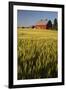 Red Barn in Field of Harvest Wheat-Terry Eggers-Framed Premium Photographic Print