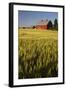 Red Barn in Field of Harvest Wheat-Terry Eggers-Framed Photographic Print