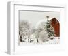 Red Barn in Fresh Snow, Whidbey Island, Washington, USA-Trish Drury-Framed Photographic Print