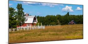 Red barn in meadow, Knowlton, Quebec, Canada-null-Mounted Photographic Print