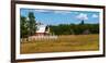 Red barn in meadow, Knowlton, Quebec, Canada-null-Framed Photographic Print