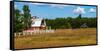 Red barn in meadow, Knowlton, Quebec, Canada-null-Framed Stretched Canvas